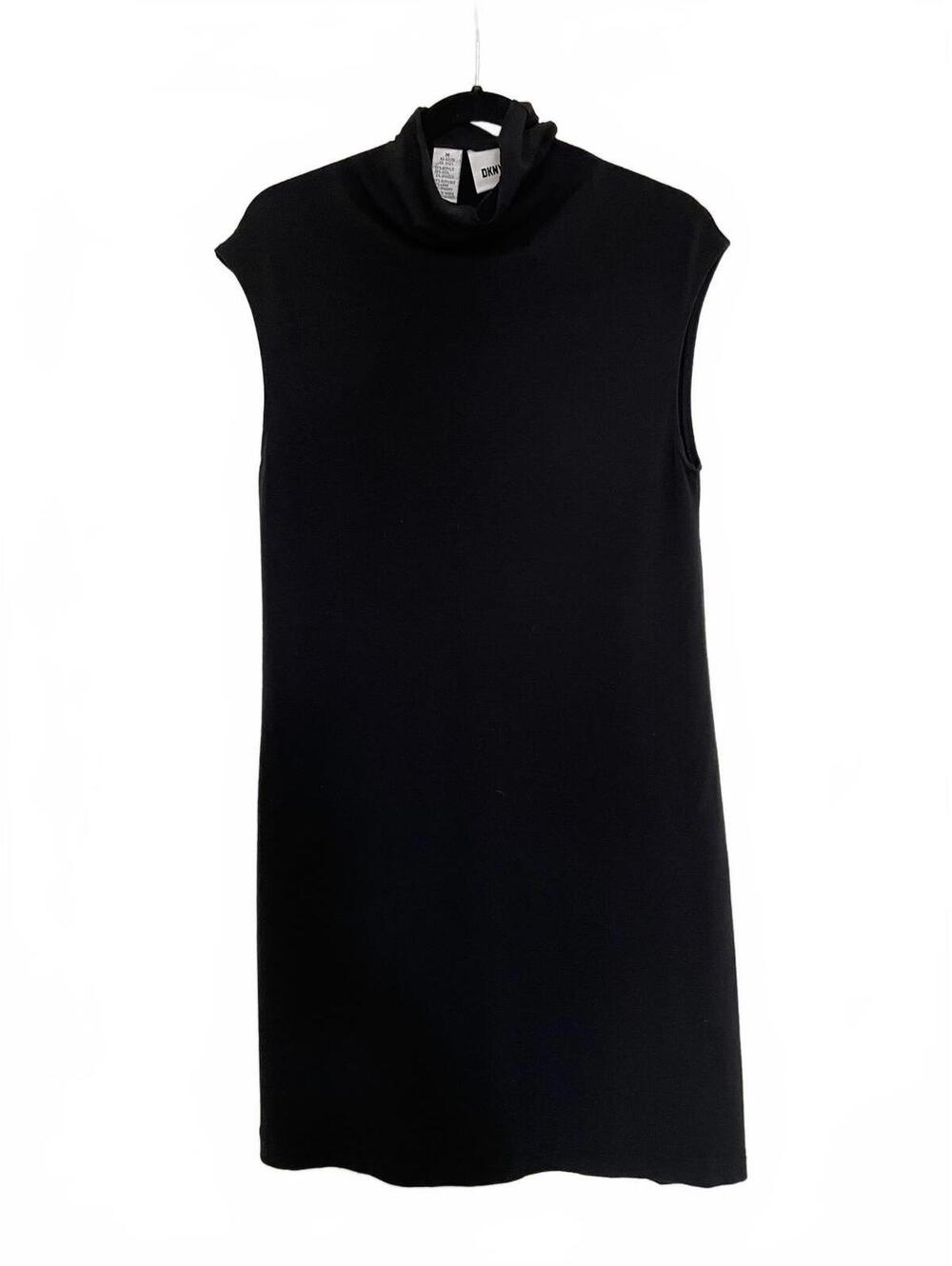 DKNY Black Sleeveless Turtleneck Dress Top, Medium